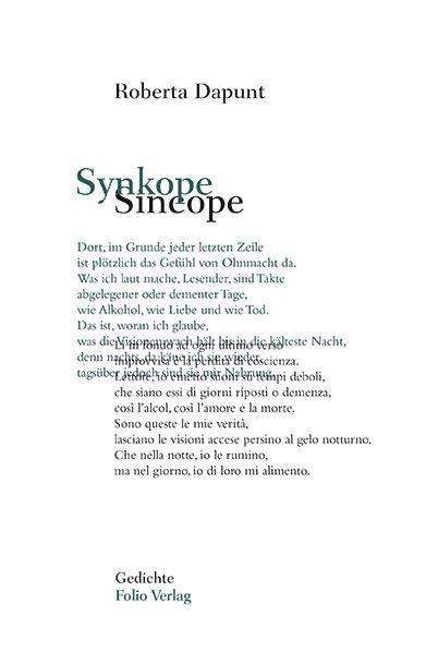 Cover for Roberta Dapunt · Synkope / Sincope (Hardcover Book) (2021)