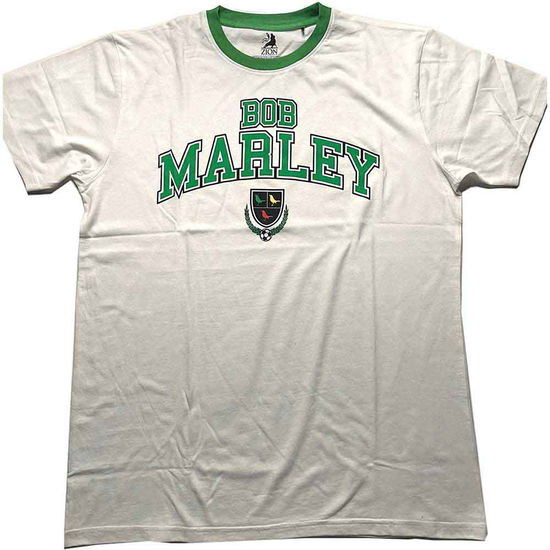 Bob Marley Unisex Ringer T-Shirt: Collegiate Crest - Bob Marley - Merchandise -  - 5056561053394 - October 7, 2022