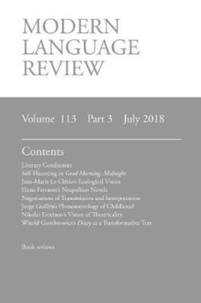Cover for Modern Language Review  July 2018 (Taschenbuch) (2018)