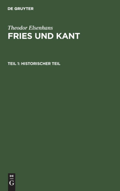 Cover for Theodor Elsenhans · Historischer Teil (Hardcover Book) (1906)