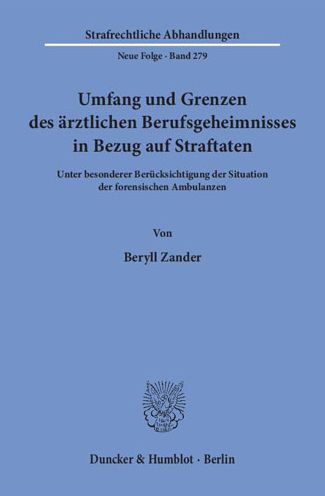 Cover for Zander · Umfang und Grenzen des ärztliche (Book) (2017)