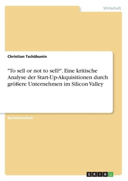 Cover for Tschäbunin · &quot;To sell or not to sell?&quot; Ei (Book) (2017)
