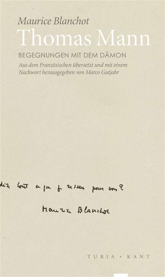 Cover for Maurice Blanchot · Thomas Mann (Buch)