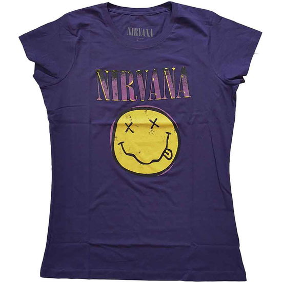 Cover for Nirvana · Nirvana Ladies T-Shirt: Xerox Happy Face Pink (T-shirt)