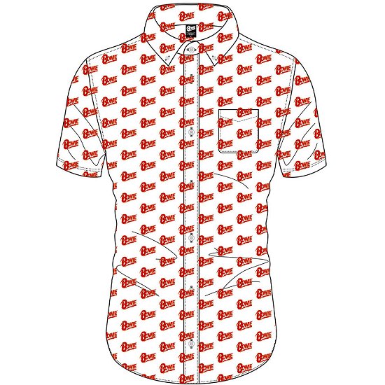 Cover for David Bowie · David Bowie Unisex Casual Shirt: Logo Pattern (All Over Print) (Bekleidung) [size S] [White - Unisex edition]