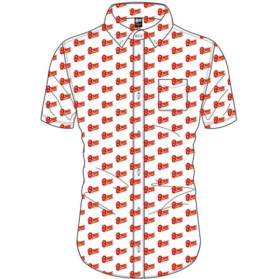Cover for David Bowie · David Bowie Unisex Casual Shirt: Logo Pattern (All Over Print) (Klær) [size S] [White - Unisex edition]