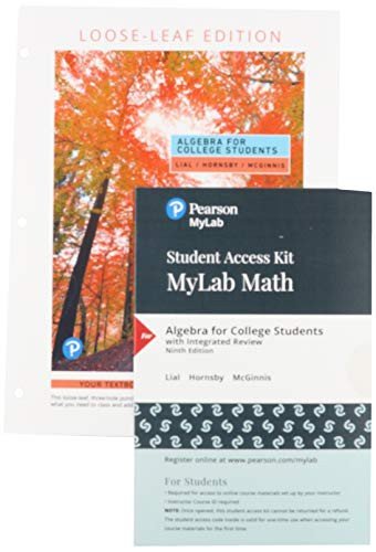 Cover for Margaret Lial · Algebra for College Students, Loose-Leaf Version Plus MyLab Math -- 24 Month Access Card Package (Lose Papiere) (2019)