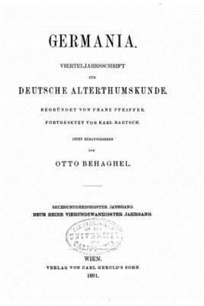 Cover for Otto Behaghel · Germania (Paperback Book) (2016)