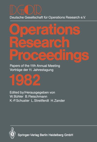 Cover for W Buhler · DGOR Papers of the 11th Annual Meeting Vortrage Der 11. Jahrestagung - Operations Research Proceedings (Paperback Book) (1983)