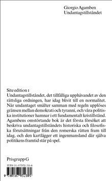 Site Editions: Undantagstillståndet - Giorgio Agamben - Böcker - Bokförlaget Faethon - 9789187952395 - 1 juni 2005