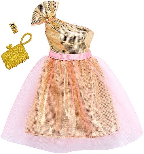 Cover for Mattel · Mattel Barbie Fashion Night Outfit - Gold &amp; Pink One Shoulder Dress (FKT10) (MERCH)