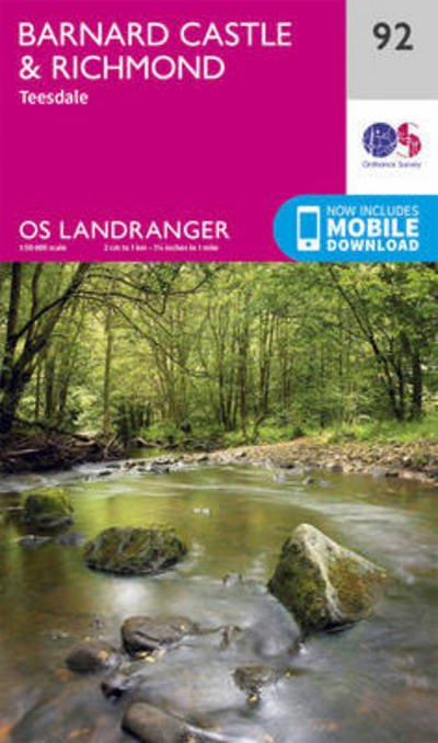 Cover for Ordnance Survey · Barnard Castle &amp; Richmond - OS Landranger Map (Map) [February 2017 edition] (2017)