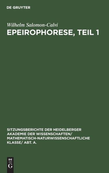 Cover for Wilhelm Salomon-Calvi · Epeirophorese (Book) (1930)