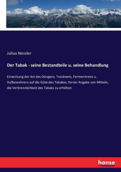 Cover for Nessler · Der Tabak - seine Bestandteile (Book) (2016)