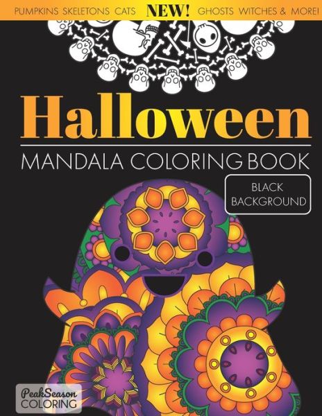 Cover for Peak Season Coloring · Halloween Mandala Coloring Book Black Background (Paperback Book) (2019)