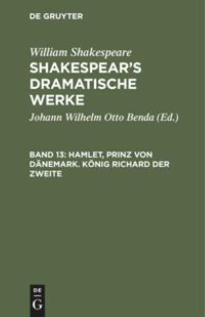 Cover for William Shakespeare · Hamlet, Prinz Von Danemark. Koenig Richard Der Zweite (Hardcover Book) (1901)