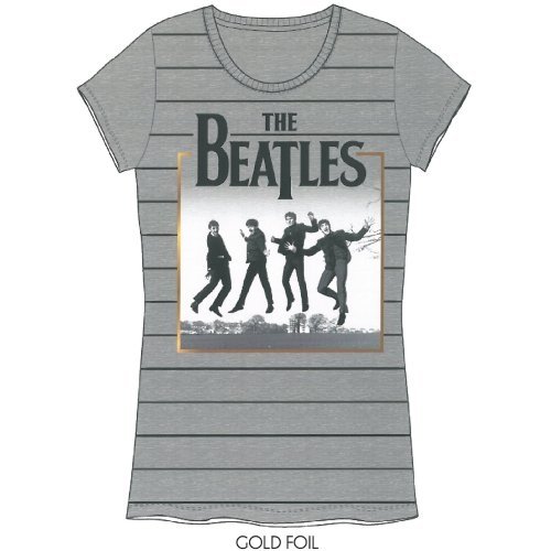 The Beatles Ladies T-Shirt: Leaping (Foiled) - The Beatles - Mercancía - Apple Corps - Apparel - 5055295330399 - 