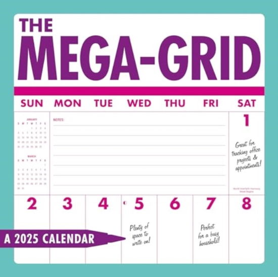 Mega Grid Sunday Start Square Wall Calendar 2025 - Carousel Calendars - Books - Carousel Calendars - 9781529844399 - August 23, 2024