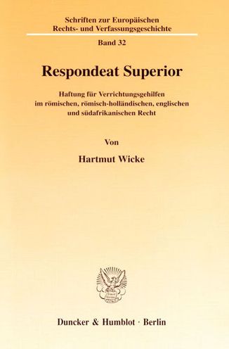 Cover for Wicke · Respondeat Superior. (Book) (2000)