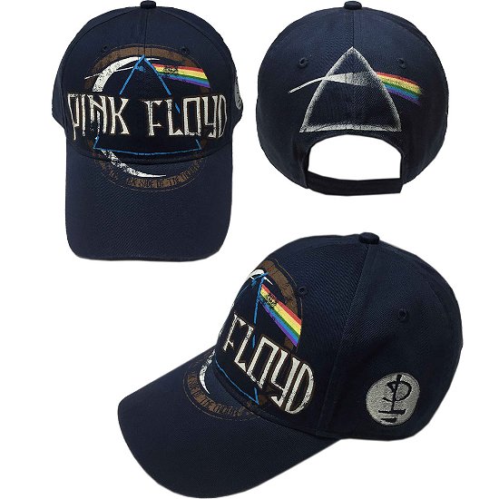 Pink Floyd Unisex Baseball Cap: Dark Side of the Moon Album Distressed (Navy Blue) - Pink Floyd - Koopwaar - ROCK OFF - 5056170648400 - 