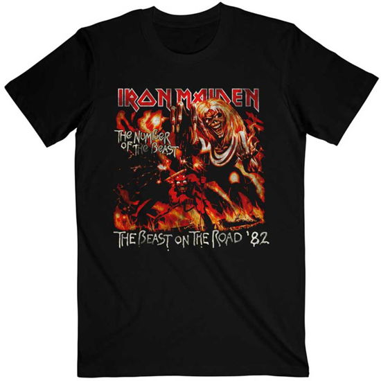 Iron Maiden Unisex T-Shirt: Number Of The Beast The Beast On The Road Vintage - Iron Maiden - Merchandise -  - 5056561024400 - 