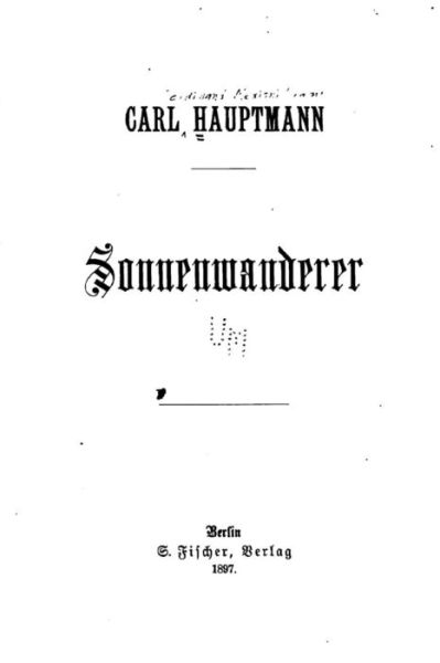 Cover for Carl Hauptmann · Sonnenwanderer (Pocketbok) (2015)