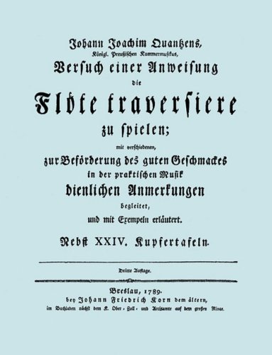 Cover for Johann Joachim Quantz · Versuch Einer Anweisung Die Flöte Traversiere Zu Spielen.  [facsimile of 1789 Edition.] (Paperback Book) [German edition] (2009)