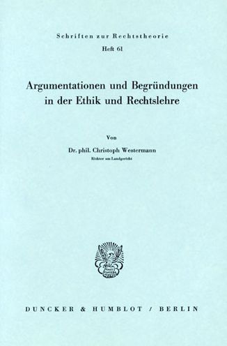 Cover for Westermann · Argumentationen und Begründu (Book) (1977)