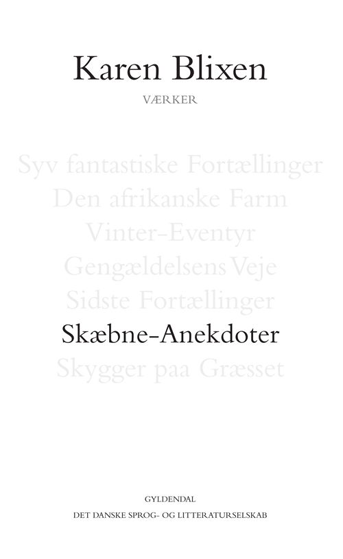 Cover for Karen Blixen · Skæbne-Anekdoter (Bound Book) [1. Painos] (2020)