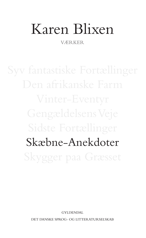Cover for Karen Blixen · Skæbne-Anekdoter (Gebundesens Buch) [1. Ausgabe] (2020)