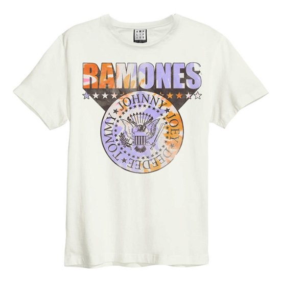 Ramones - Tie Dye Shield Amplified Vintage White Medium T Shirt - Ramones - Fanituote - AMPLIFIED - 5054488495402 - 