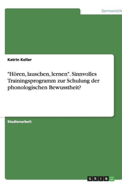 Cover for Keller · &quot;Hören, lauschen, lernen&quot; - Sinn (Book) [German edition] (2008)