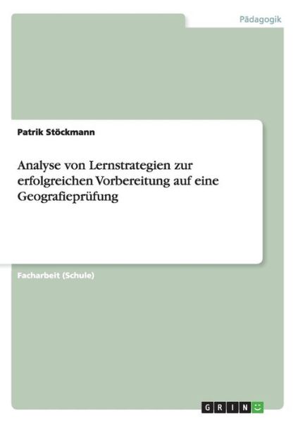 Cover for Stöckmann · Analyse von Lernstrategien zu (Book) (2016)