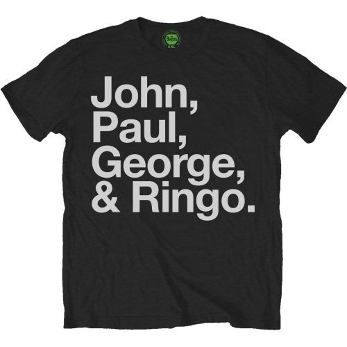 The Beatles Unisex T-Shirt: John, Paul, George & Ringo - The Beatles - Merchandise - Rockoff - 5055295334403 - 27. Januar 2020