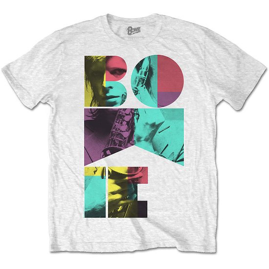 David Bowie Unisex T-Shirt: Colour Sax - David Bowie - Koopwaar - Bravado - 5056170605403 - 