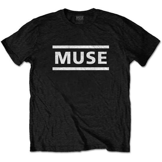 Muse Unisex T-Shirt: White Logo (Black) - Muse - Gadżety -  - 5056368651403 - 17 czerwca 2021