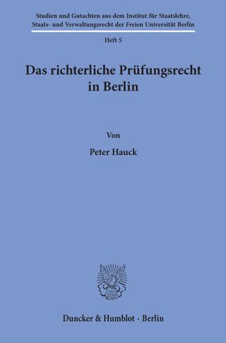 Cover for Hauck · Das richterliche Prüfungsrecht in (Book) (1969)