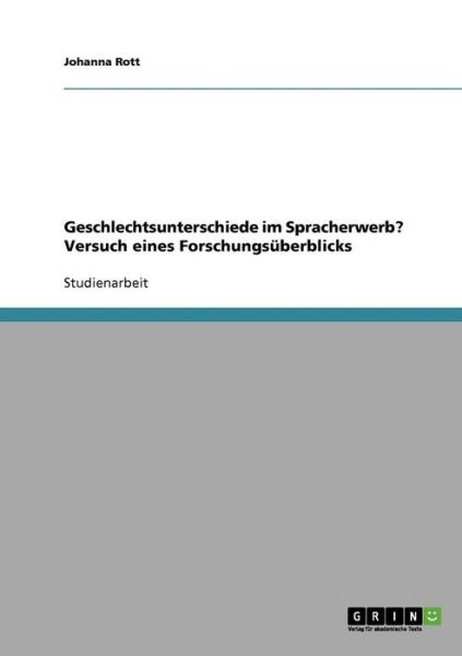 Cover for Rott · Geschlechtsunterschiede im Sprache (Book) [German edition] (2013)