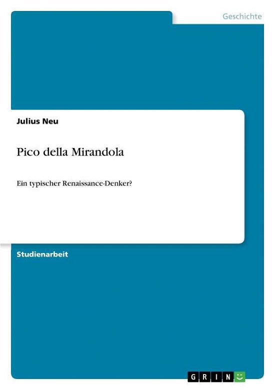 Cover for Neu · Pico della Mirandola (Book)
