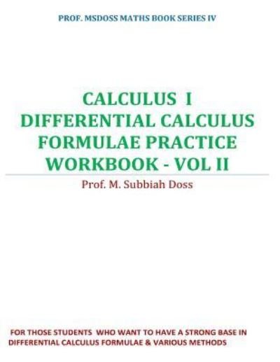 Cover for Subbiahdoss M · Differential Calculus Formulae Practice Workbook (Pocketbok) (2017)