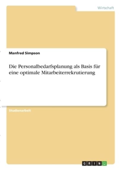 Cover for Simpson · Die Personalbedarfsplanung als (N/A)