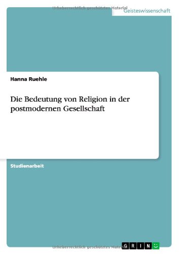 Cover for Ruehle · Die Bedeutung von Religion in de (Book) [German edition] (2011)