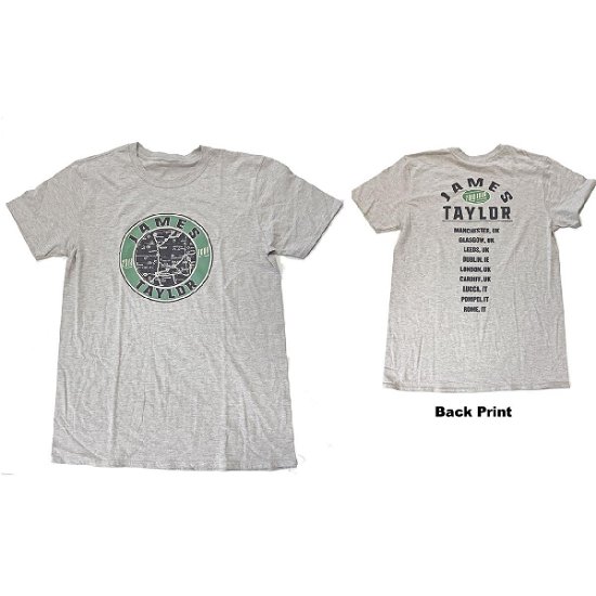 James Taylor Unisex T-Shirt: 2018 Tour Map (Back Print) (Ex-Tour) - James Taylor - Merchandise -  - 5056170672405 - 