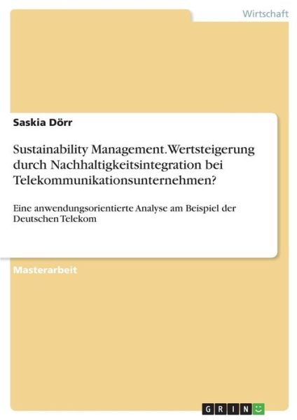 Cover for Dörr · Sustainability Management. Wertste (Book)