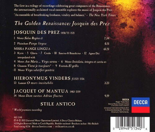 Cover for Stile Antico · The Golden Renaissance: Josquin (CD) (2021)