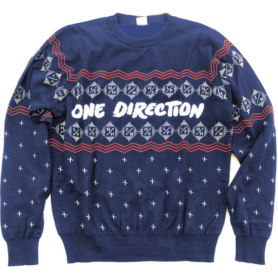 Felpa # L Unisex Blue # Christmas Jumper - One Direction - Merchandise -  - 5056368605406 - 