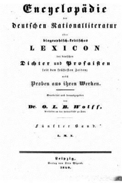 Cover for O L B Wolff · Encyclopadie der deutschen Nationalliteratur (Taschenbuch) (2016)