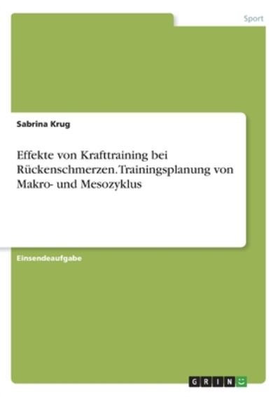 Cover for Krug · Effekte von Krafttraining bei Rück (Bok)