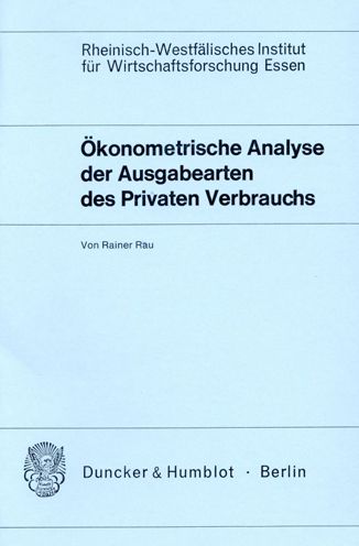 Cover for Rau · Ökonometrische Analyse der Ausgabea (Book) (1975)