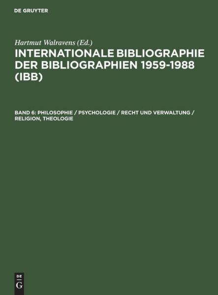 Cover for Hartmut Walravens · International Bibliography of Bibliographies 1959-1988 (Hardcover Book) (2000)